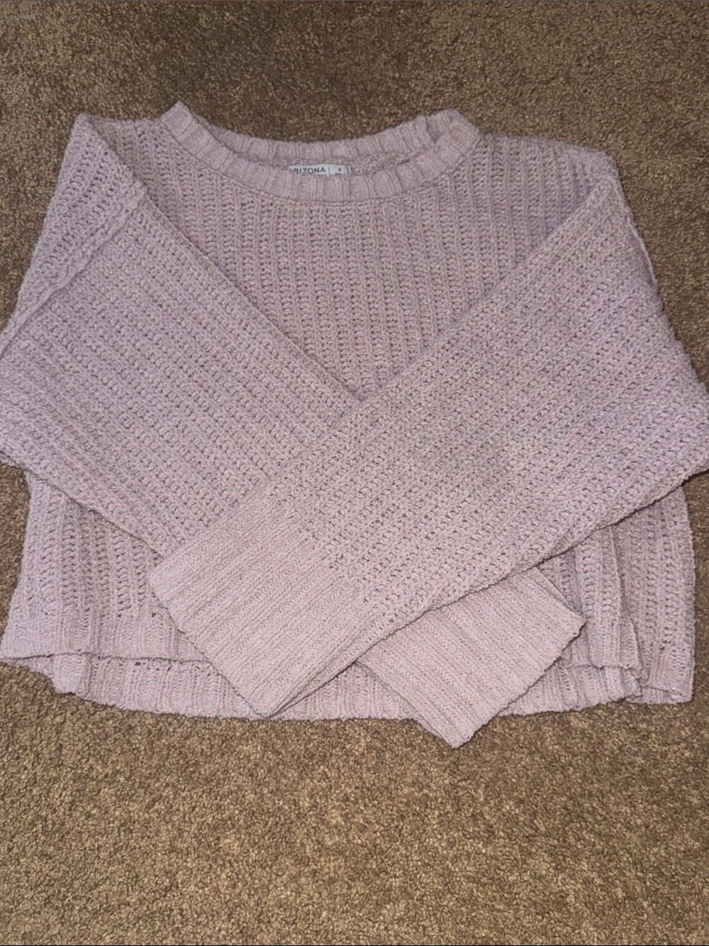 Arizona Jean Company Dusty Pink/Lavender Cropped Crewneck Sweater